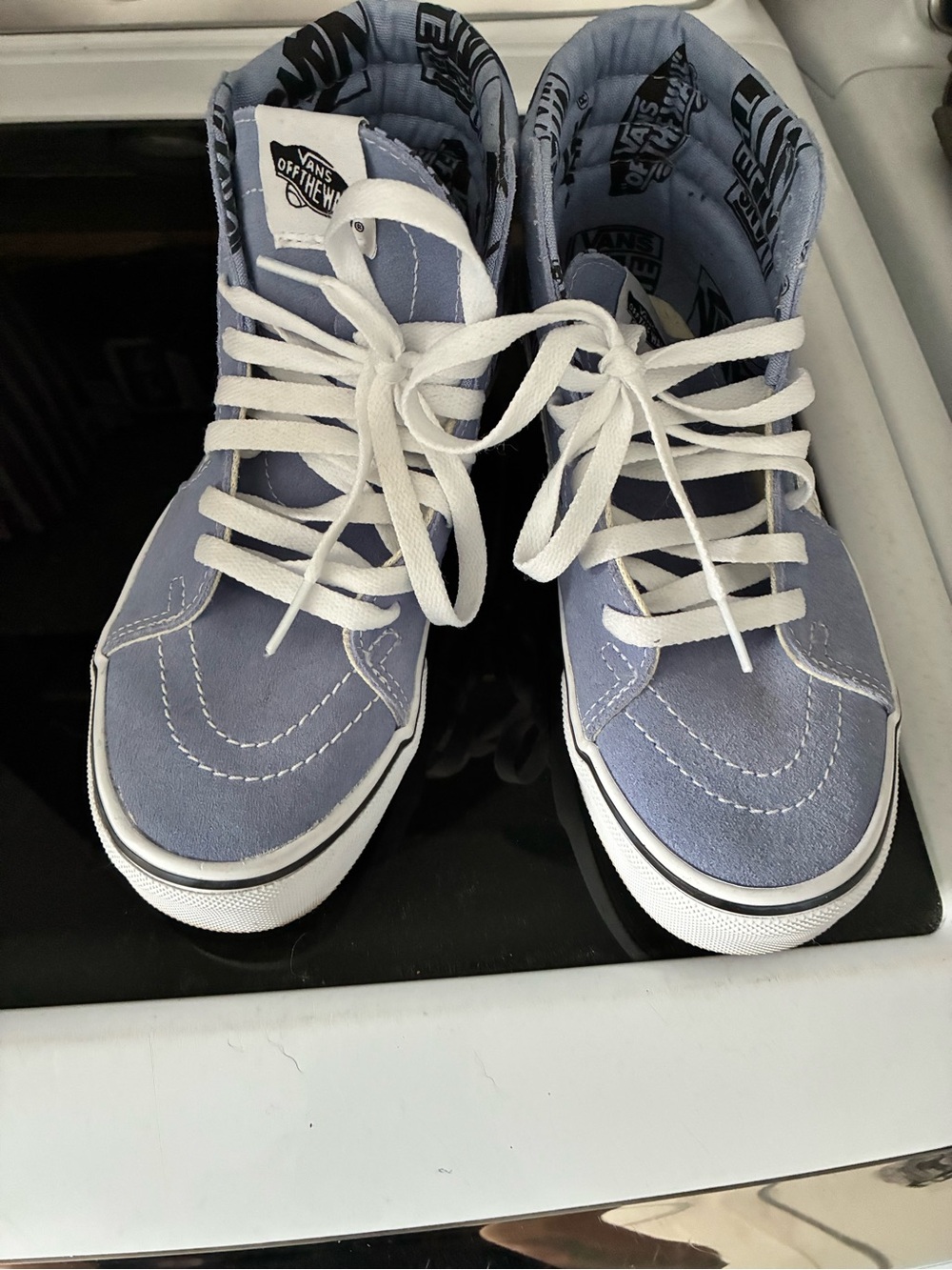 Vans Kids High-Top Sneakers in Light Blue with White Laces